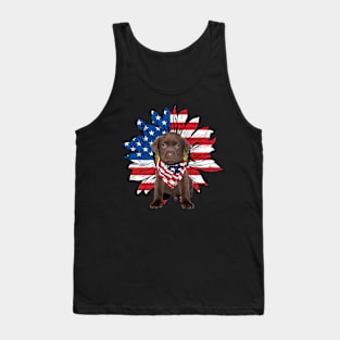 Labrador American Flag Sunflower Tank Top